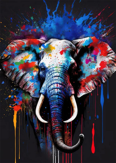 Vibrant Abstract Elephant Canvas Wall Art - InspiredGrabs.com